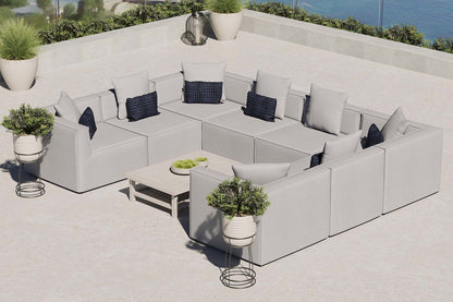 Saybrook 8-Piece Outdoor Patio Upholstered Sectional Sofa by Furniture For America