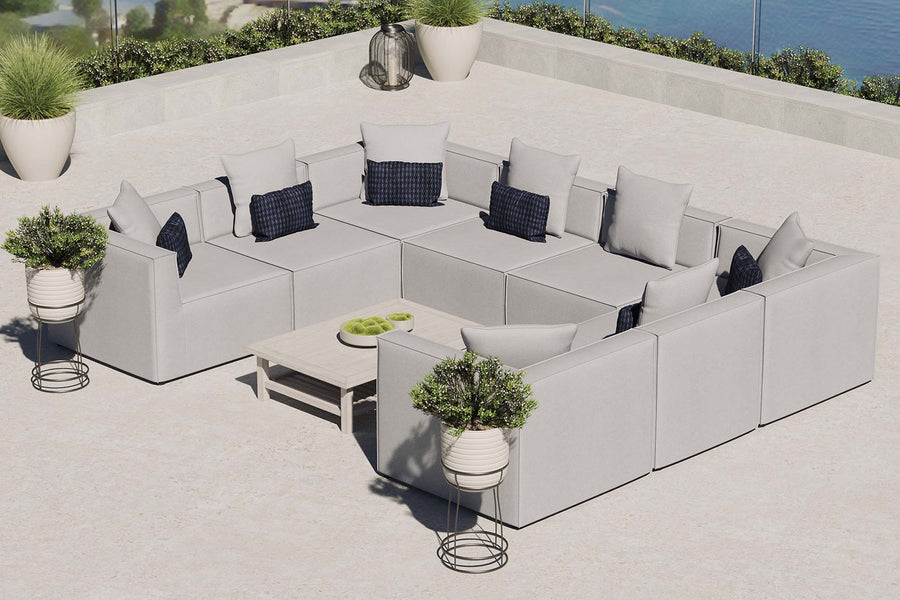 Heath 8-Piece Outdoor Patio Upholstered Sectional Sofa in Gray