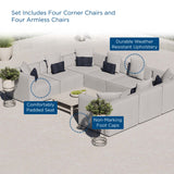 Heath 8-Piece Outdoor Patio Upholstered Sectional Sofa in Gray