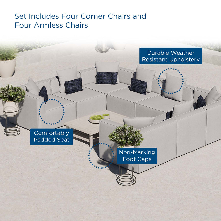 Heath 8-Piece Outdoor Patio Upholstered Sectional Sofa in Gray
