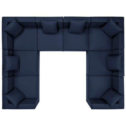 Saybrook 8-Piece Outdoor Patio Upholstered Sectional Sofa in Navy