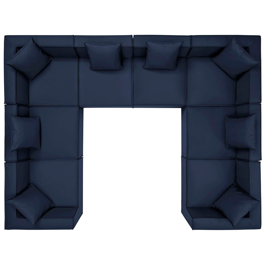 Heath 8-Piece Outdoor Patio Upholstered Sectional Sofa in Navy