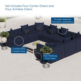Heath 8-Piece Outdoor Patio Upholstered Sectional Sofa in Navy