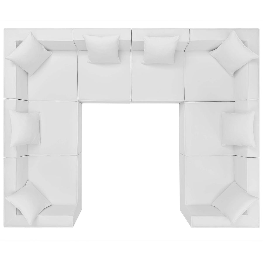 Heath 8-Piece Outdoor Patio Upholstered Sectional Sofa in White