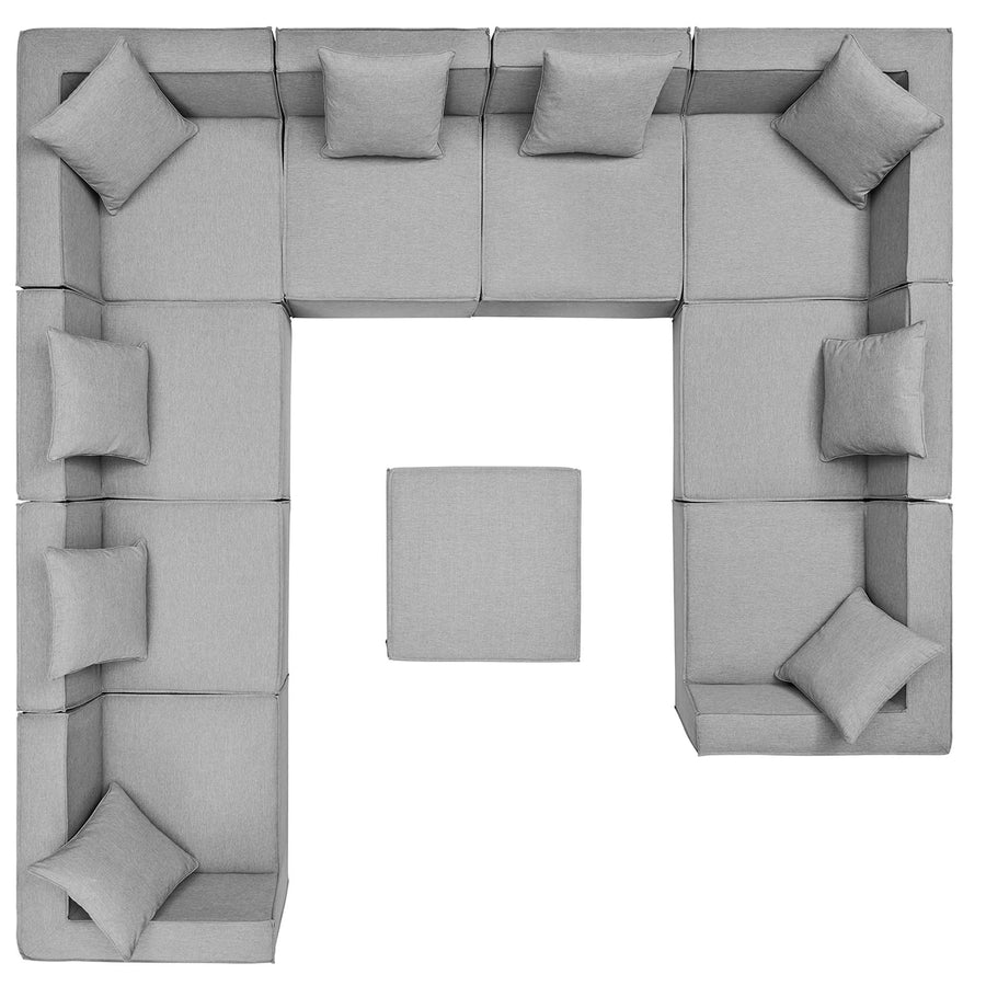 Heath 10-Piece Outdoor Patio Upholstered Sectional Sofa in Gray