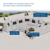Heath 10-Piece Outdoor Patio Upholstered Sectional Sofa in Gray