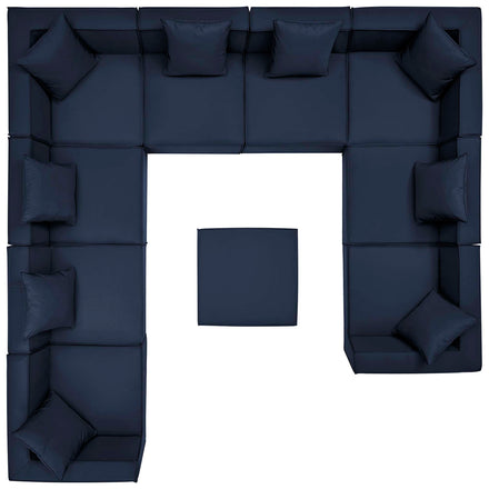 Saybrook 10-Piece Outdoor Patio Upholstered Sectional Sofa in Navy
