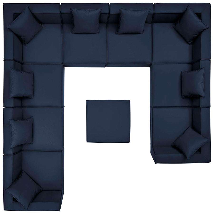 Heath 10-Piece Outdoor Patio Upholstered Sectional Sofa in Navy