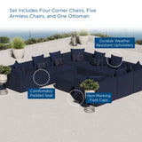 Heath 10-Piece Outdoor Patio Upholstered Sectional Sofa in Navy