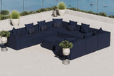 Heath 10-Piece Outdoor Patio Upholstered Sectional Sofa in Navy