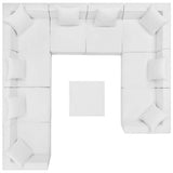 Heath 10-Piece Outdoor Patio Upholstered Sectional Sofa in White