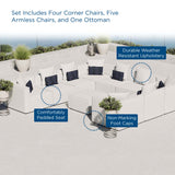 Heath 10-Piece Outdoor Patio Upholstered Sectional Sofa in White