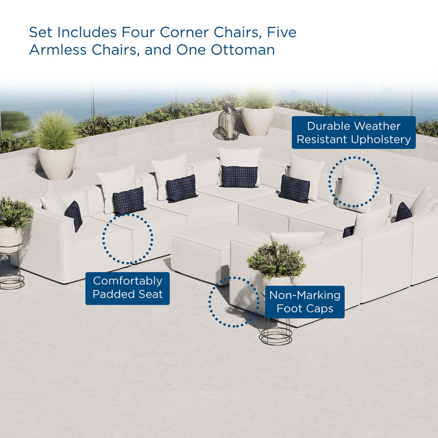 Heath 10-Piece Outdoor Patio Upholstered Sectional Sofa in White
