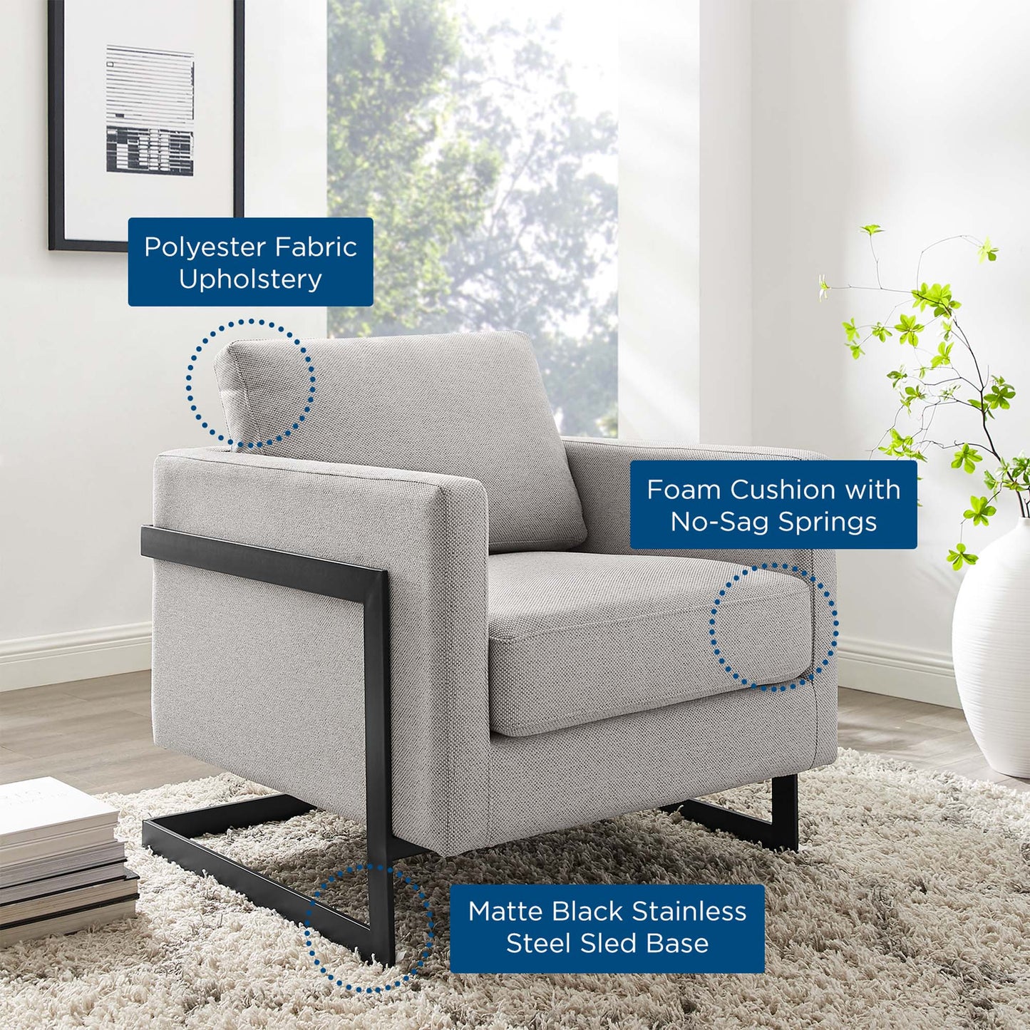Posse Upholstered Fabric Accent Chair by Furniture For America