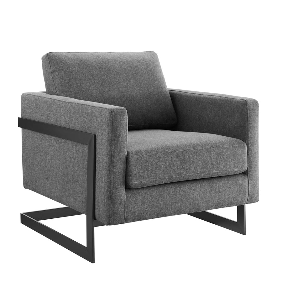 Elowen Upholstered Fabric Accent Chair in Black Charcoal
