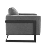 Elowen Upholstered Fabric Accent Chair in Black Charcoal