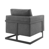 Elowen Upholstered Fabric Accent Chair in Black Charcoal