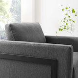 Elowen Upholstered Fabric Accent Chair in Black Charcoal
