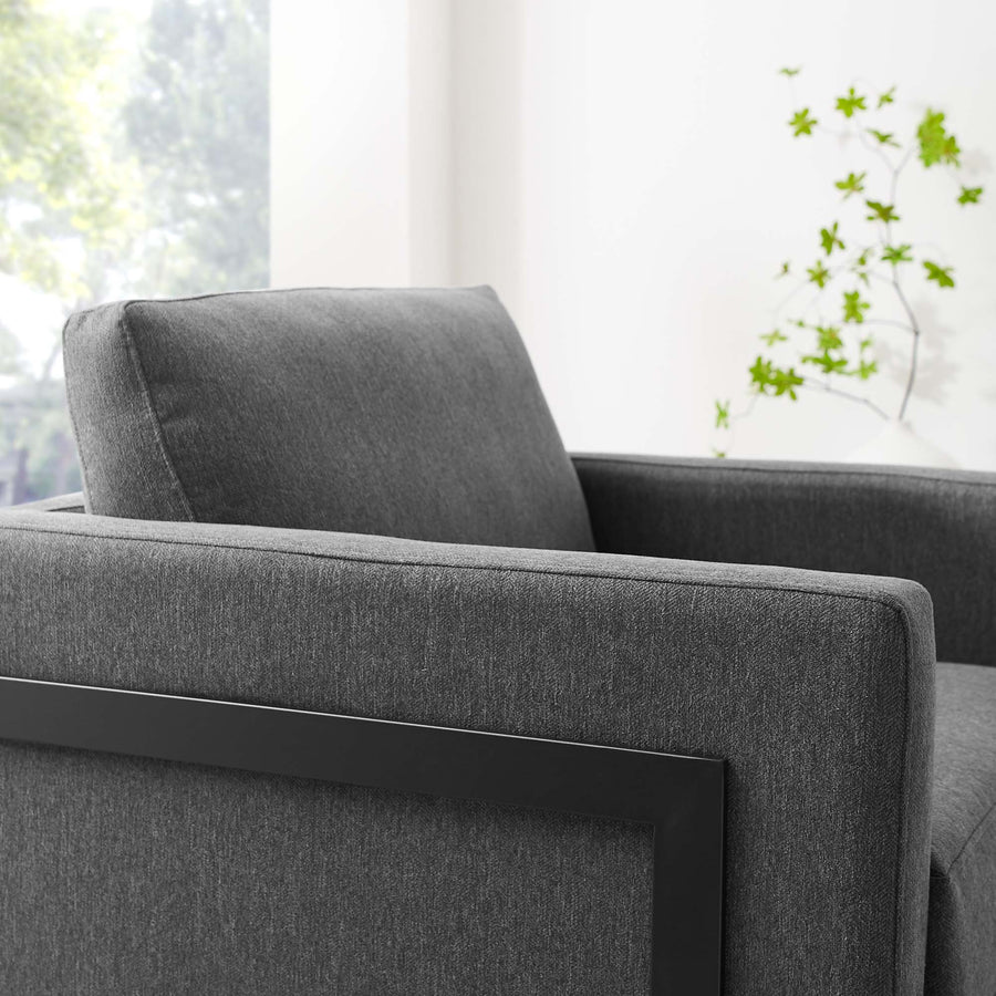 Elowen Upholstered Fabric Accent Chair in Black Charcoal