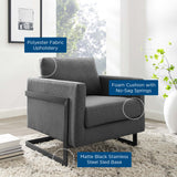 Elowen Upholstered Fabric Accent Chair in Black Charcoal