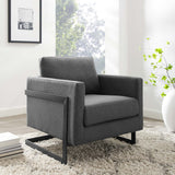 Elowen Upholstered Fabric Accent Chair in Black Charcoal