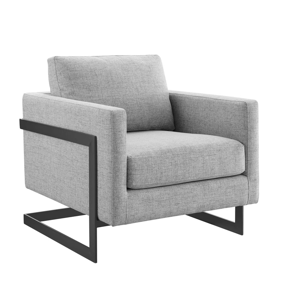 Elowen Upholstered Fabric Accent Chair in Black Light Gray