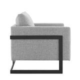 Elowen Upholstered Fabric Accent Chair in Black Light Gray