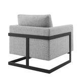 Elowen Upholstered Fabric Accent Chair in Black Light Gray