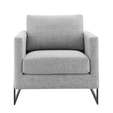 Posse Upholstered Fabric Accent Chair in Black Light Gray