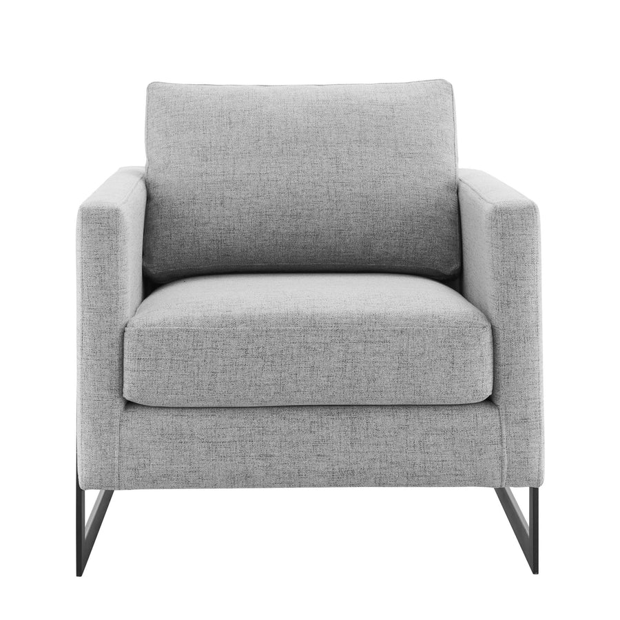 Elowen Upholstered Fabric Accent Chair in Black Light Gray