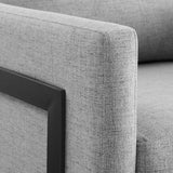 Elowen Upholstered Fabric Accent Chair in Black Light Gray