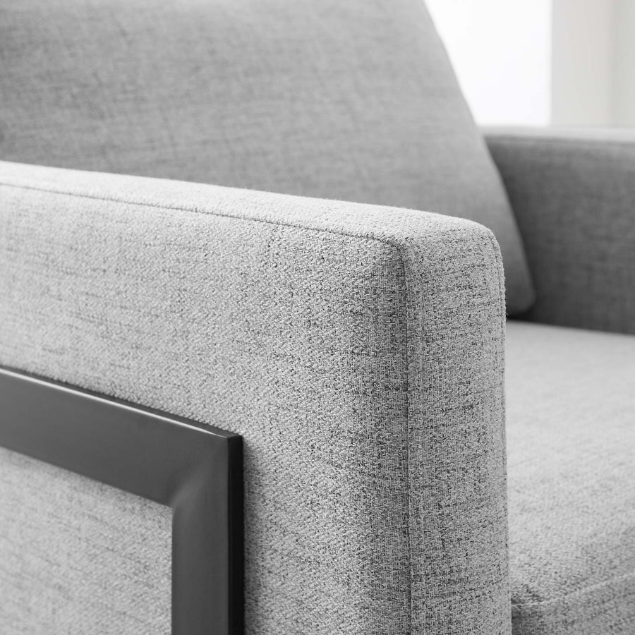 Elowen Upholstered Fabric Accent Chair in Black Light Gray