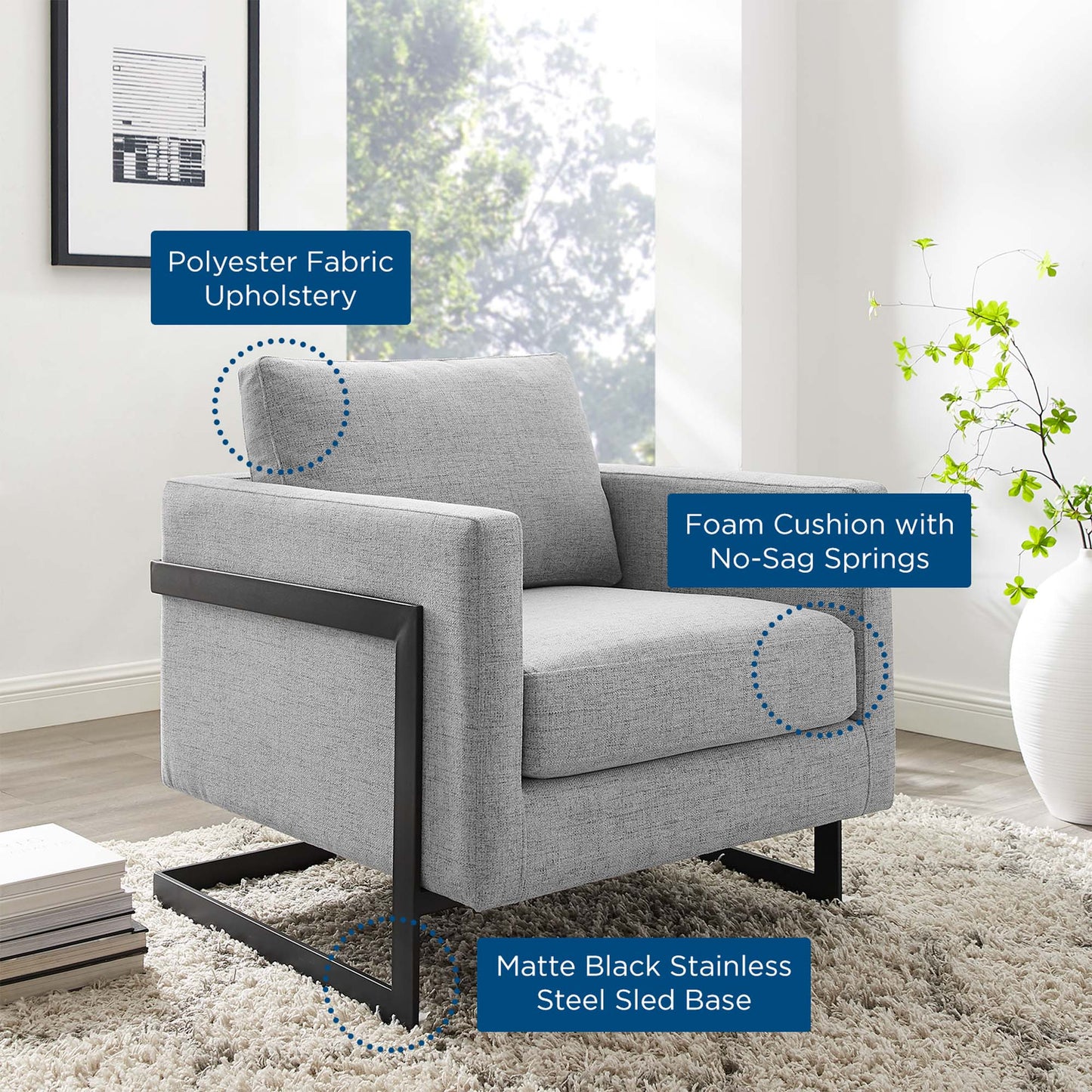 Posse Upholstered Fabric Accent Chair by Furniture For America