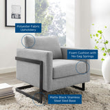 Elowen Upholstered Fabric Accent Chair in Black Light Gray