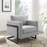 Elowen Upholstered Fabric Accent Chair in Black Light Gray