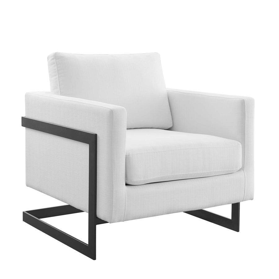 Elowen Upholstered Fabric Accent Chair in Black White