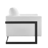 Elowen Upholstered Fabric Accent Chair in Black White