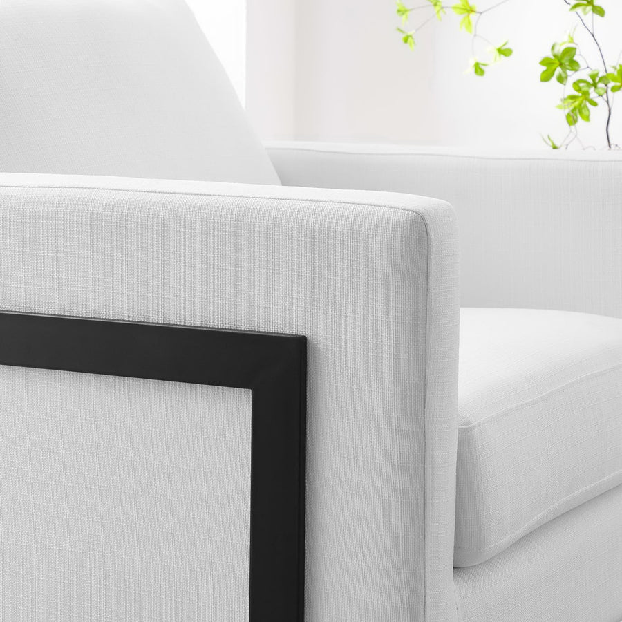 Elowen Upholstered Fabric Accent Chair in Black White