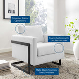 Elowen Upholstered Fabric Accent Chair in Black White