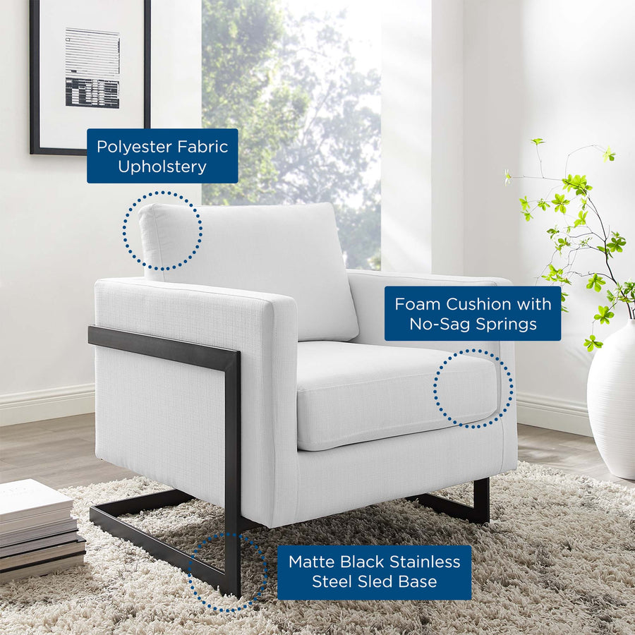 Elowen Upholstered Fabric Accent Chair in Black White