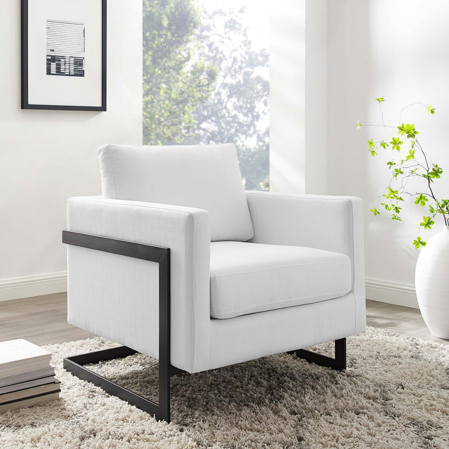 Elowen Upholstered Fabric Accent Chair in Black White