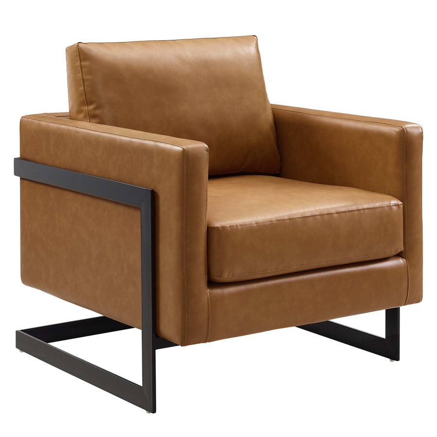 Elowen Vegan Leather Accent Chair in Black Tan