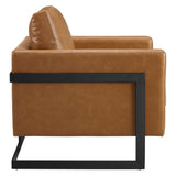 Elowen Vegan Leather Accent Chair in Black Tan