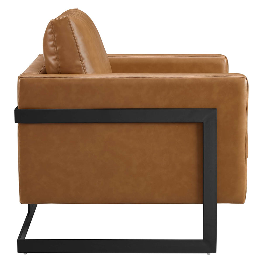 Elowen Vegan Leather Accent Chair in Black Tan