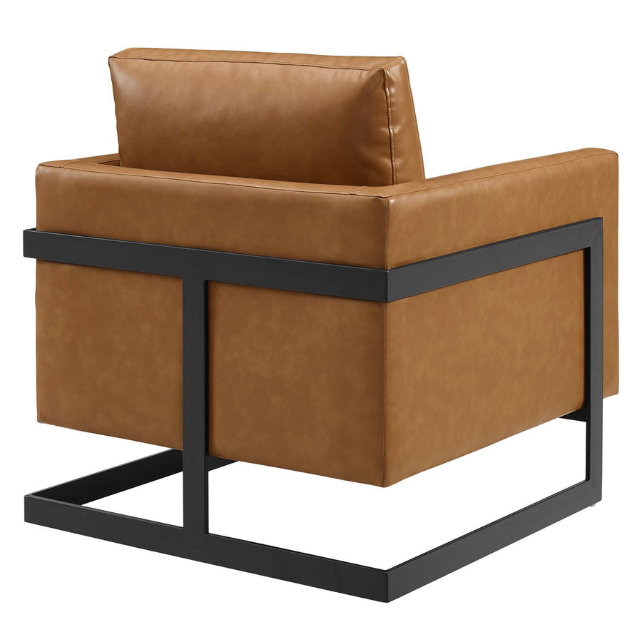 Elowen Vegan Leather Accent Chair in Black Tan