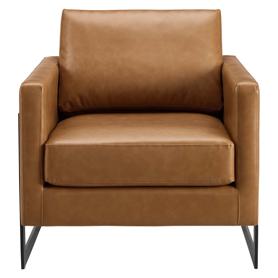 Elowen Vegan Leather Accent Chair in Black Tan