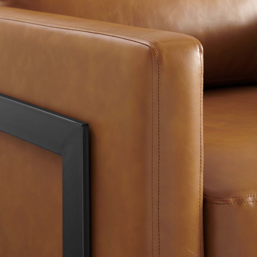 Elowen Vegan Leather Accent Chair in Black Tan