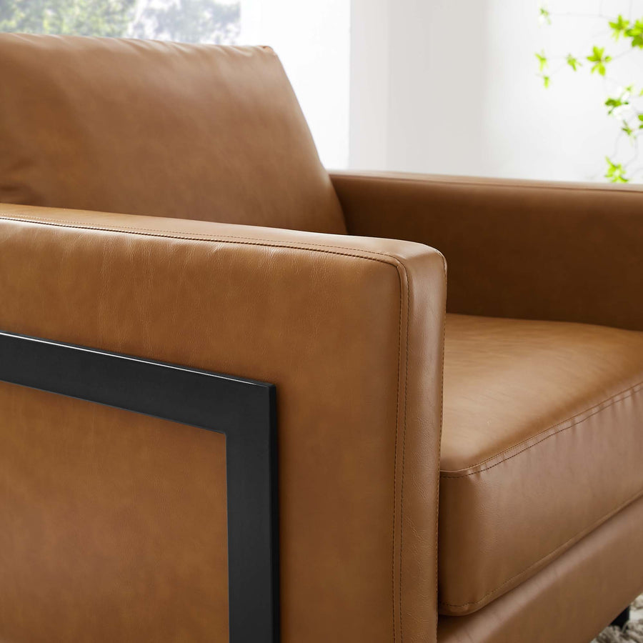 Elowen Vegan Leather Accent Chair in Black Tan