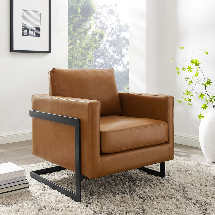 Elowen Vegan Leather Accent Chair in Black Tan