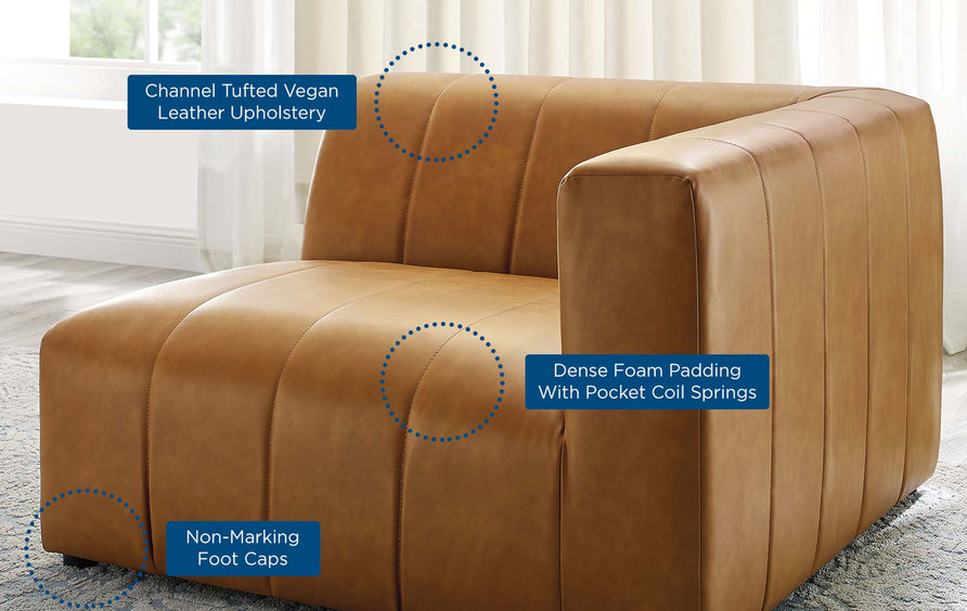 Reef Vegan Leather Right-Arm Chair in Tan